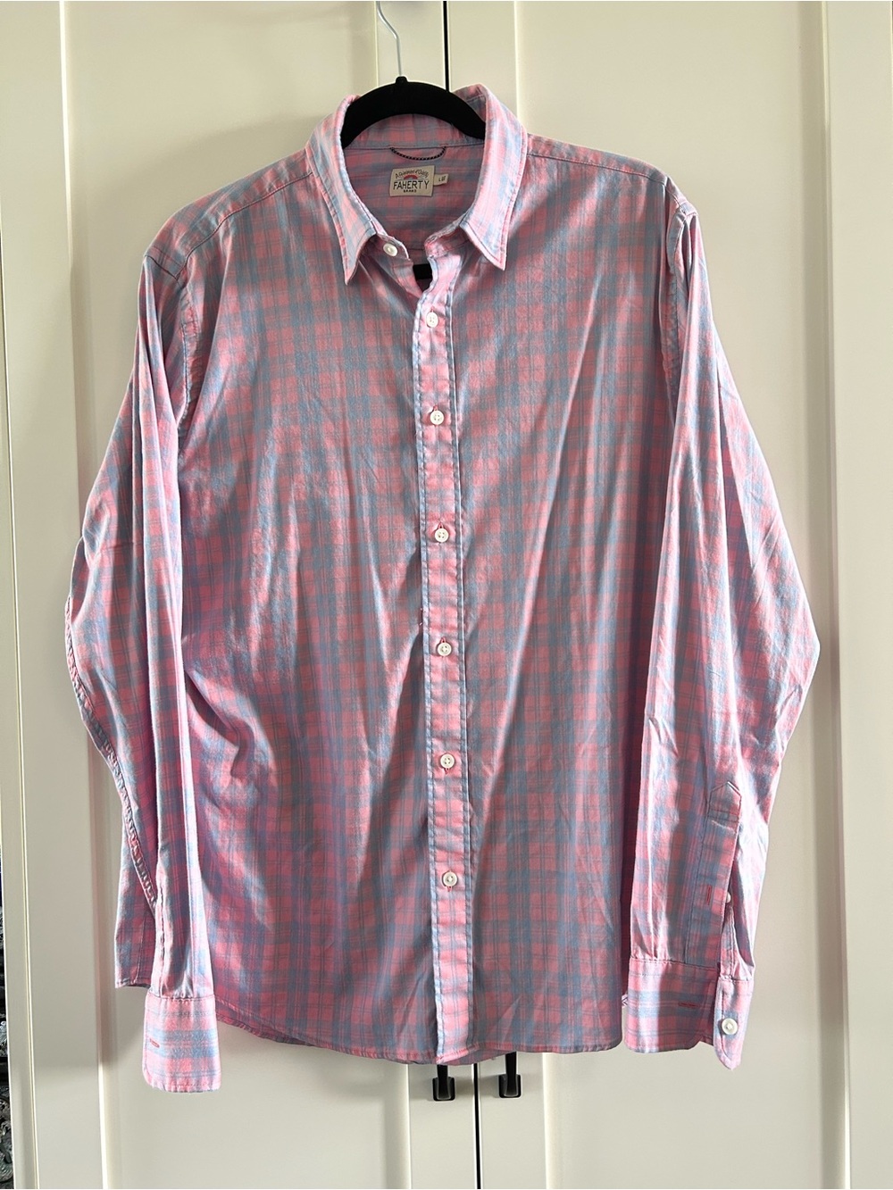 Faherty Pink and Light Blue Plaid Button-Down Shirt